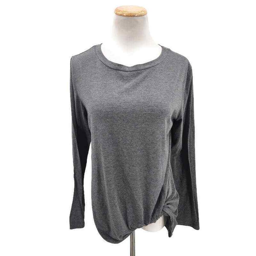 Oyanus gray twist hem detail long sleeve top in size medium
